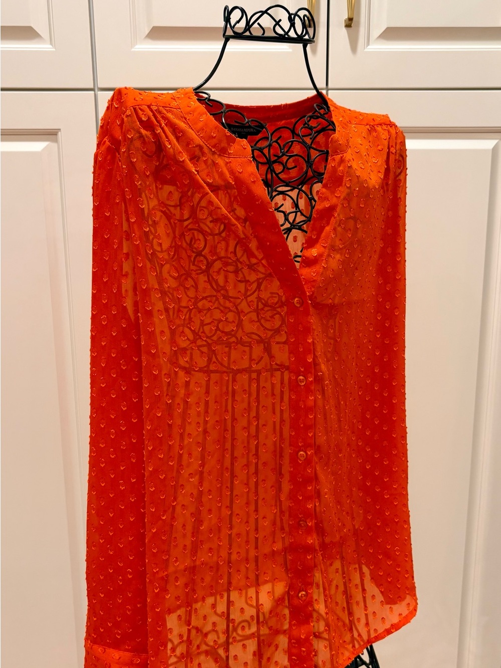 Banana Republic Sheer Orange Button-Front Women's Blouse